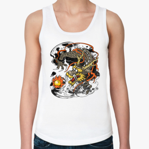 Женская майка с принтом Дракон с жемчужиной