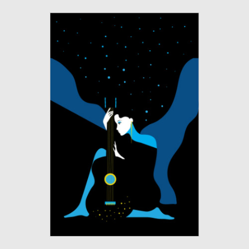 Постер Девушка с гитарой