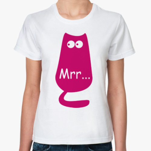 Классическая футболка с принтом Кот