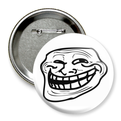 Значок 75мм с принтом Trollface