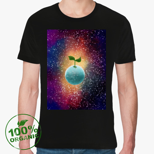 Футболка из органик-хлопка с принтом Фантастика, будущее, планета, экология