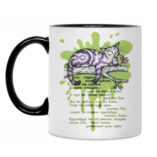 Кружка с принтом Чеширский кот