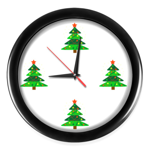 Настенные часы с принтом Новогодняя ёлка