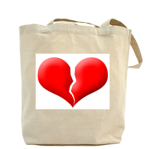 Сумка шоппер с принтом Разбитое сердце