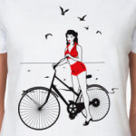 Девушка с велосипедом в стиле пин ап