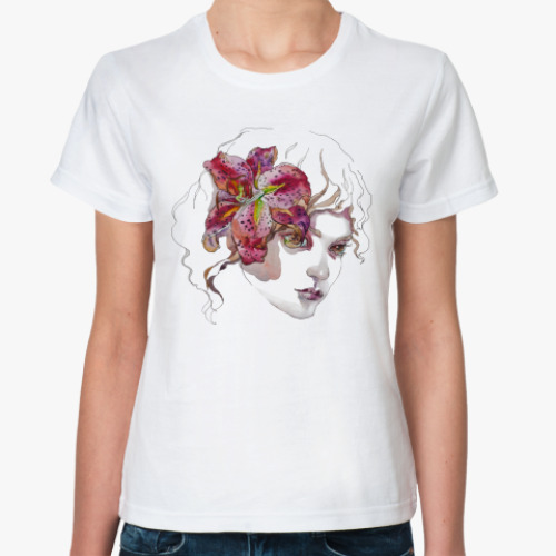 Классическая футболка с принтом  'Лилия'