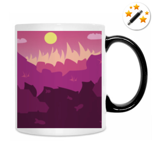 Кружка-хамелеон с принтом Горный пейзаж