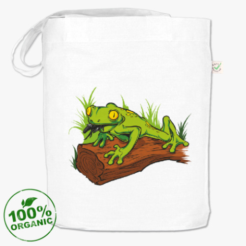 Сумка шоппер с принтом Лягушка с мухой