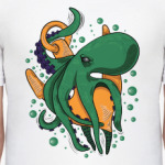 Морское чудовище осьминог обвивший якорь под водой