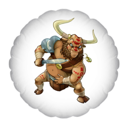 Подушка с принтом Бык-гладиатор