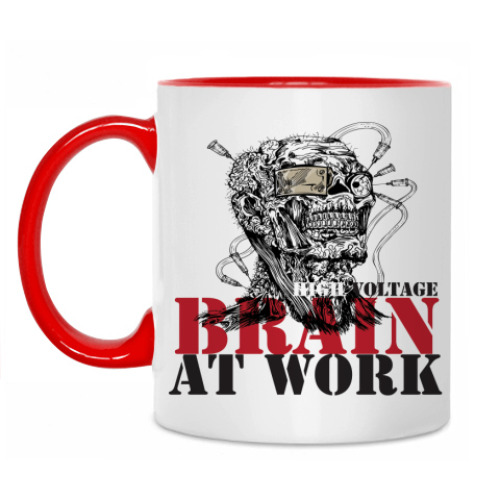 Кружка с принтом Brain at work - мозг в работе