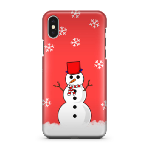 Чехол для iPhone X Снеговик
