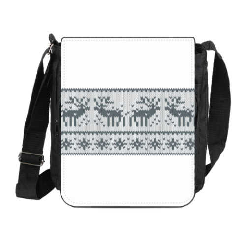 Сумка на плечо (мини-планшет) с принтом свитер с оленями