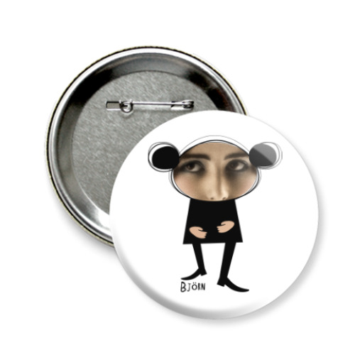 Значок 58мм с принтом Bjorn Медведь