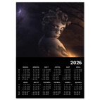 Календарь A2 2026, черный Год змеи