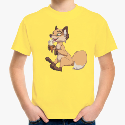 Детская футболка с принтом Лисичка с мороженкой