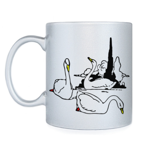 Кружка с принтом Лебеди