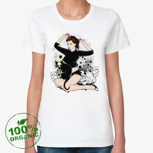 Женская футболка из органик-хлопка с принтом Pin-up Halloween