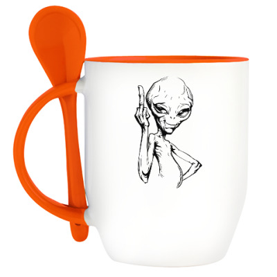 Kruzhka S Lozhkoj Smeshnoj Prishelec Funny Alien Kupit Na Printdirect Ru 7875768 585