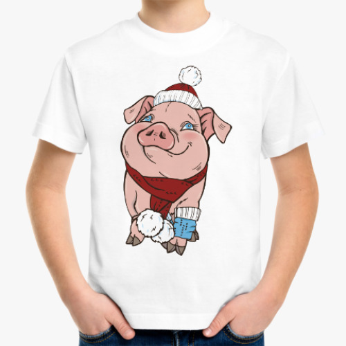 Детская футболка Новогодняя Свинка