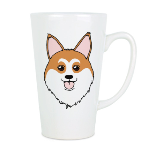 Чашка Латте с принтом Собака-улыбака