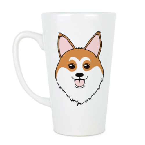 Чашка Латте с принтом Собака-улыбака