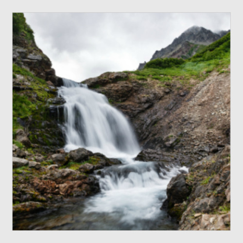 Постер с принтом Камчатка, водопад на реке