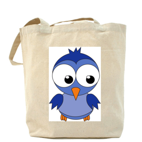 Сумка шоппер с принтом Синяя птичка