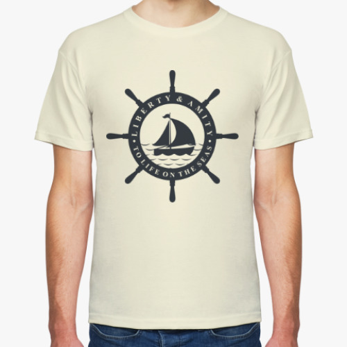 Футболка с принтом Море, штурвал. Liberty and mit