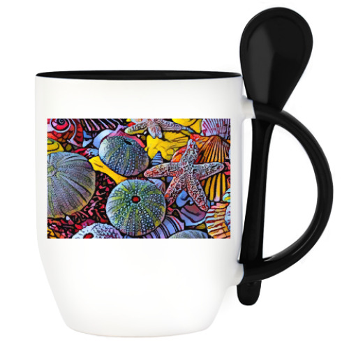 Кружка с ложкой Marine life