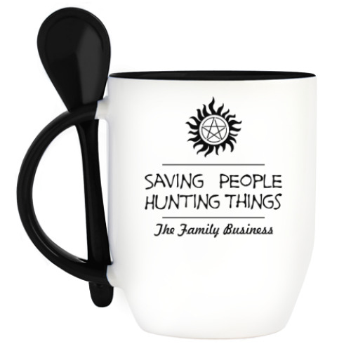 Кружка с ложкой с принтом Сверхъестественное