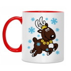 Двухцветная кружка Олень с бубенцами