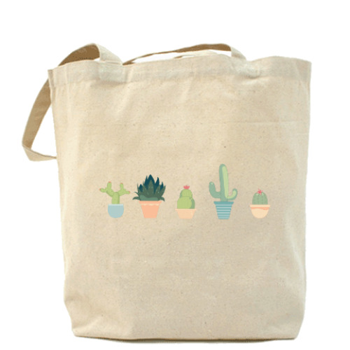 Сумка шоппер с принтом кактусы