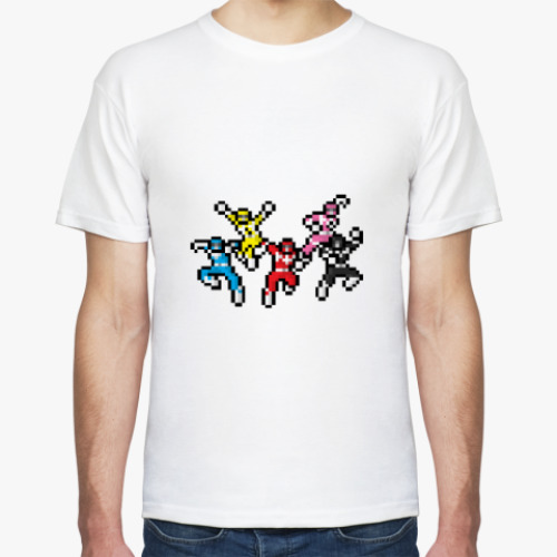 Футболка с принтом power rangers 8 бит