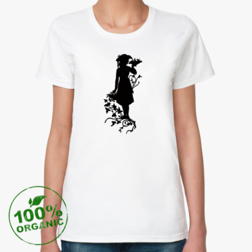 Женская футболка из органик-хлопка Девушка и осень