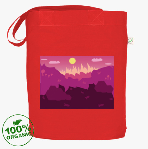 Сумка шоппер с принтом Горный пейзаж