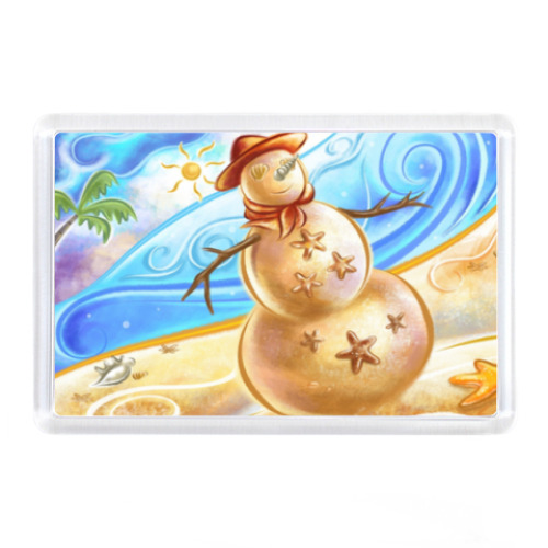 Магнит с принтом Новый Год на море