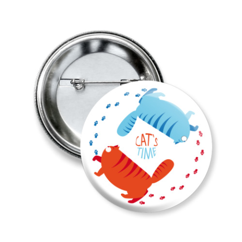 Значок 50мм с принтом Время котов