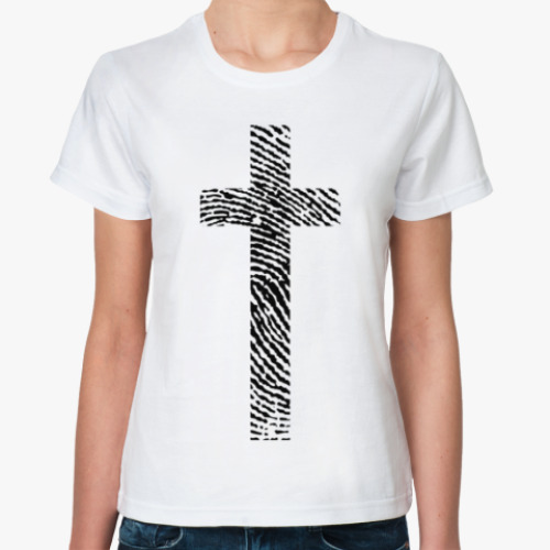 Классическая футболка крест с текстурой отпечатка