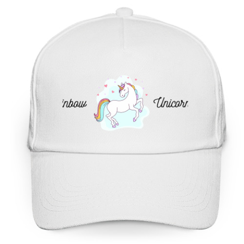 Кепка бейсболка с принтом Rainbow Unicorn / Радужный единорог