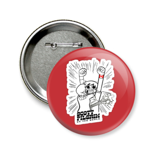 Значок 58мм с принтом Scott Pilgrim vs THE WORLD