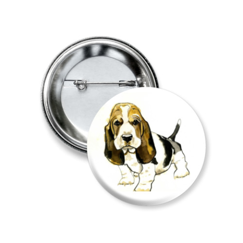 Значок 37мм  Бассет-хаунд