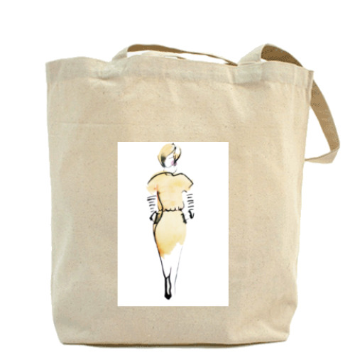 Сумка шоппер с принтом Кофейная дама