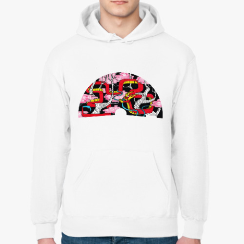 Толстовка худи с принтом Japanese Dragon Дракон Веер