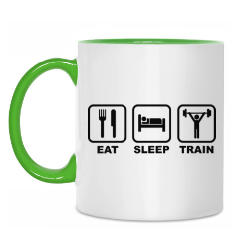 Кружка с принтом Eat Sleep Train