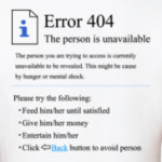 Error 404 Person unavailable