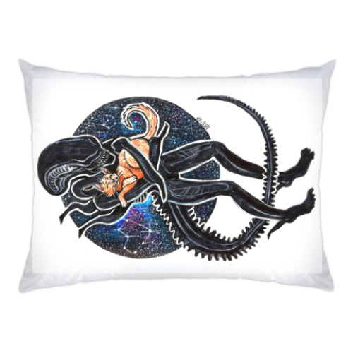 Подушка с принтом Чужой и Кот Alien 1979