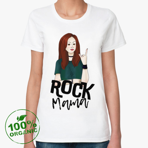 Женская футболка из органик-хлопка с принтом Рок мама