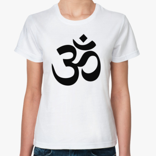 Классическая футболка с принтом Мантра ОМ