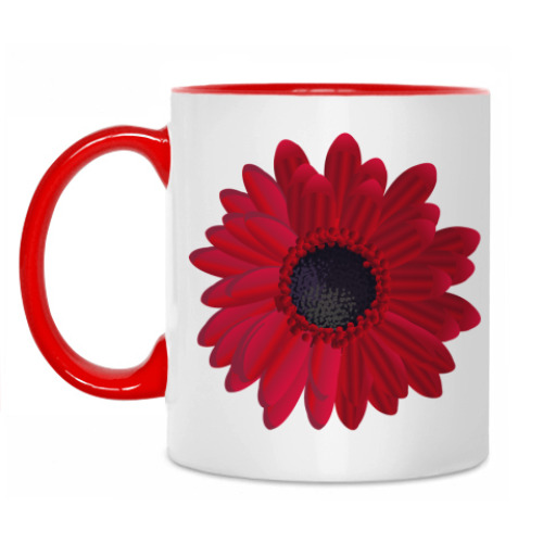 Кружка с принтом Красная Гербера